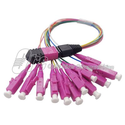 MPO/MTP ventilam para fora o cabo de fibra ótica a LC OM4 milímetro 0.9mm com Mini Boot