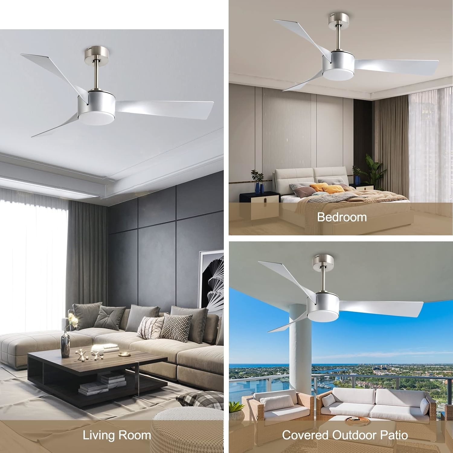 52 Inch  Fashionable Silver Ceiling Fan Lighting  With Remote Control