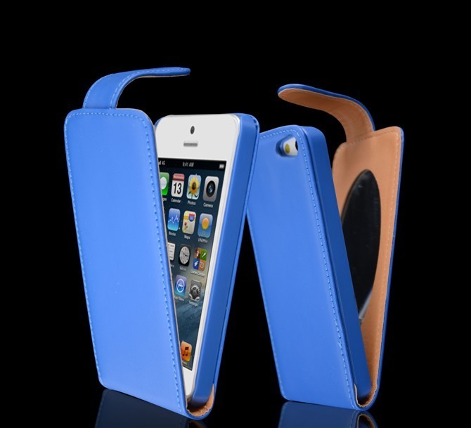 Iphone 5 PU Leather Wallet Case Protective With Mirror Inside Design Against Dropping