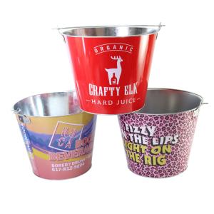 5L 8L Wine Beer Bucket Galvanized Large Tin Ice Bucket 0.25mm Thickness