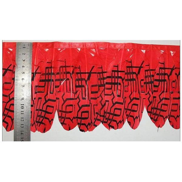 Printed Duck Goose Feather Fringe Trim With Satin Ribbon Tapes Carnival Occasion