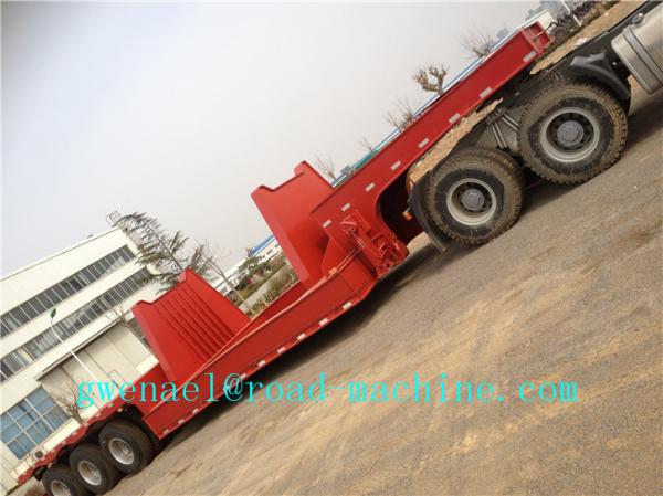 3 Axles Manual Semi Trailer Trucks Low Bed Two Single Cargo Truck New Condition