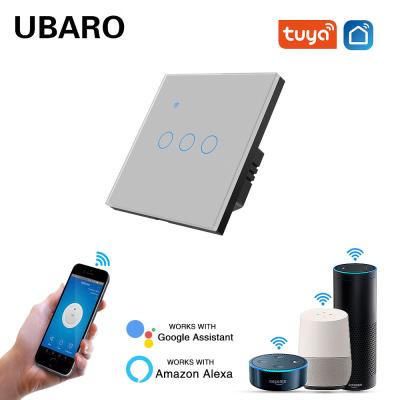 Tuya 3gang Wall Mounted Smart Wi Fi Switch Cinza Tipo 86 Padrão Europeu Com Google Assistente Amazon Alexa Alice Voice