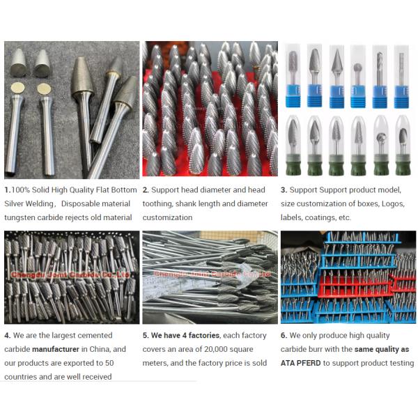 Speed Cutting Tungsten Carbide Rotary Burrs AlTiN Coated Various Tooth Shapes