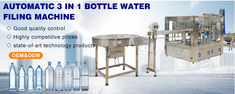 Automatic PET Bottle Rinsing, Filling & Capping Integrated Machine, equipped with bottle blowing system, case packer or film wrapping machine