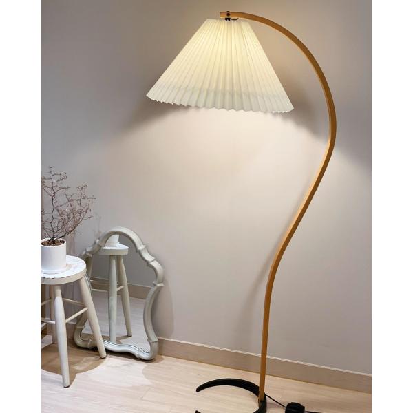 ins pleated retro wood floor lamp decoration vintage floor lamps living room bedroom bedside wooden floor light