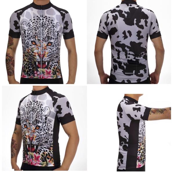 Костюм Dryfit полиэстера дизайна леопарда задействуя аксессуары велосипеда футболки Джерси задействуя