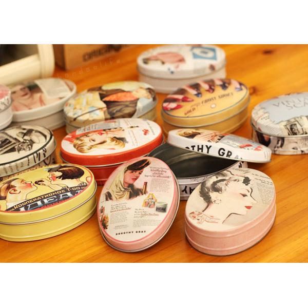 Caixa oval da lata do metal empilhável para o empacotamento do presente