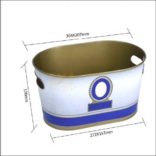 DADI 5L Round Metal Tin Ice Bucket With Custom Logo for 6 Bottles Beer