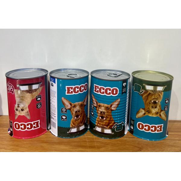 Envases de latas de metal personalizadas de forma redonda rectangular para la impresión de envases para mascotas