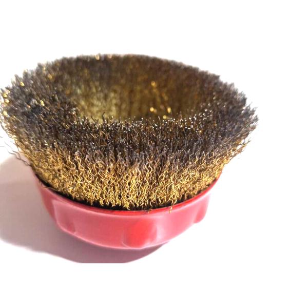 100mm Outer Diameter Crimped Wire Brass Coated Cup Wire Brush for Angle Grinder