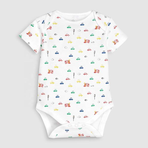 Unisex 100% Cotton Custom Printing pattern Solid Color Short Sleeve Baby Summer Rompers Baby Rompers