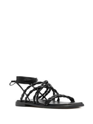 Black Satin 9.5inch Leather Ankle Strap Sandals Open Toe Customized