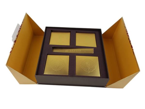 Gold Color Hot Stamping CMYK Printing Two Sides Open Style Rigid Cardboard Box with Magnets