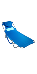Folding Outdoor Chaise Lounge Chair, 5-Position Adjustable Beach, Sunbathing, Patio, Pool, Lawn, Lay Flat Portable