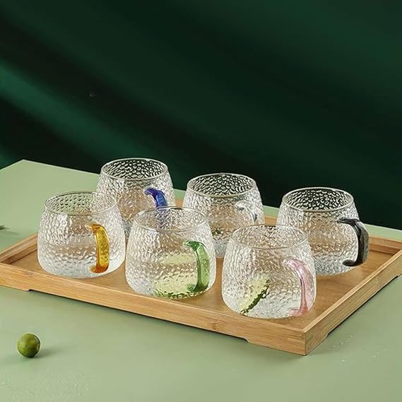Hammer Single Wall Glass Mug With Handle Milk Tea Coffee Water Cup Heat Resistant