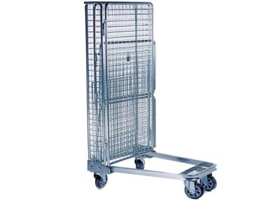 Galvanized Lockable Roll Cage Trolley Folding Portable With 4 Wheels