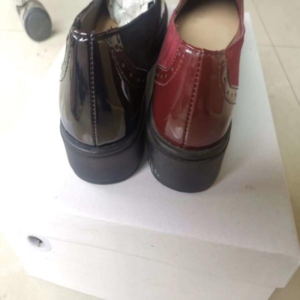 STOCKPAPA Ladies Burgundy Black Leather Oxford Shoes Size 36-41