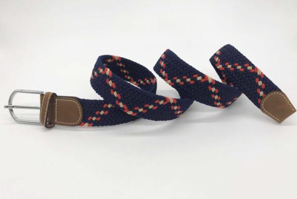 Unisex Dark Blue 3.5cm Mens Elastic Stretch Belts With Nickel Pin Buckle