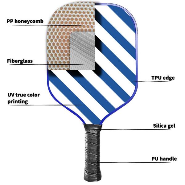 Fiberglass Graphite Composite Custom Logo Pickleball Paddle with PP Honeycomb Core