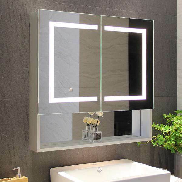 Moderno estilo de design Smart LED luzes gabinete de banheiro com espelho anti-neve e lavatório