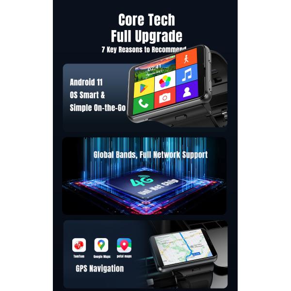 New S999 4G Smartwatch Android 11 OS MTK6761 2.0+8.0MP Dual Camera 4+64GB BT GPS WiFi Phone Call