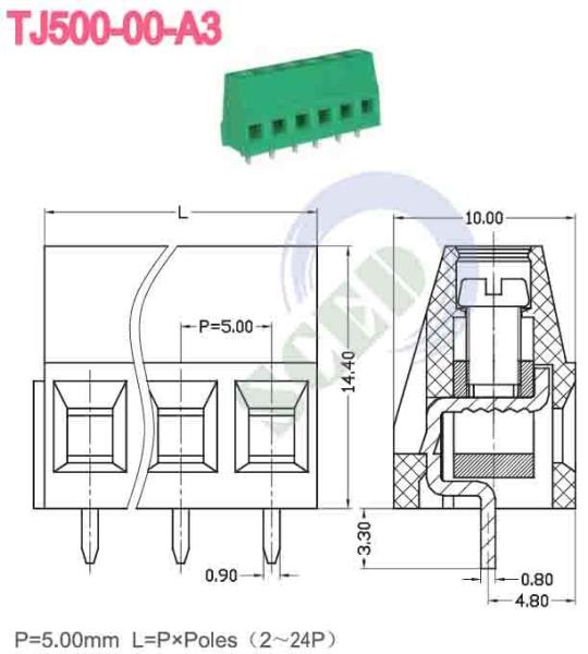 PCB Mount Screw Terminal Block Withstanding Voltage AC1500/1Min -40°C To 105°C for Stable and Secure Installation