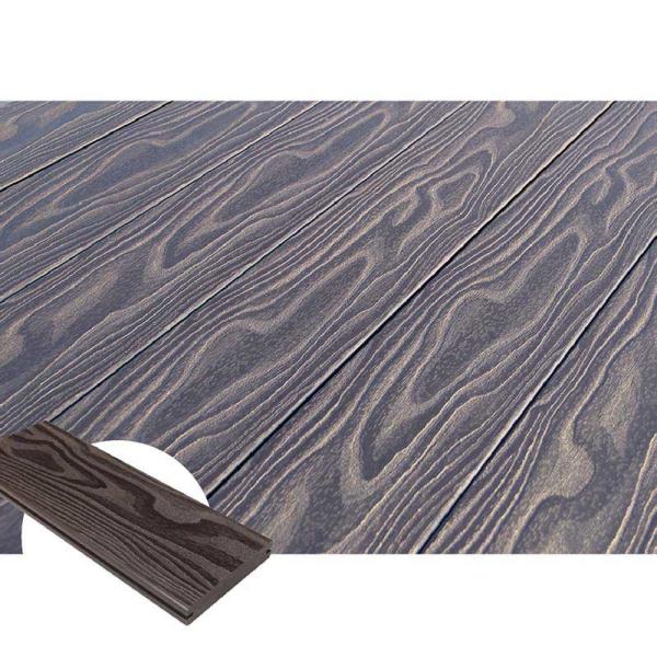 3D Wood Grain Recycled Solid Composite Decking No Splinter Blue Gray