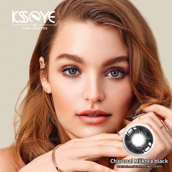 KSSEYE Natural Dark Circle Eye Natural Black Contacts Lens 14.2mm
