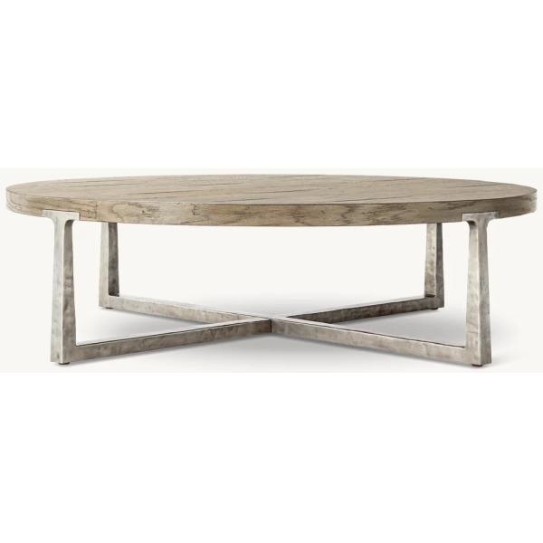Modern Wood Top Round Coffee Table 300mm With Stainless Steel Material