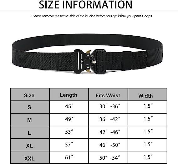 Tactical Belt For Men,Military Belts For Men,1.5 Reinforced Nylon Web Work Tactical Belt With Cobra Buckle