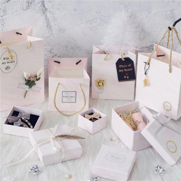 Biodegradable Jewelry Box Packaging Pink Color Print Wedding Support