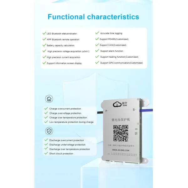 Jk BMS Bd4a24s6p 4A 24s 60A Active Balance LiFePO4 Lithium Battery BMS Bd4a24s6p