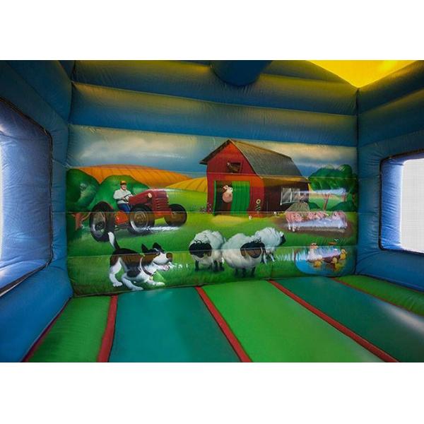комбинированное Farmyard 12ftx18ft раздувное, дом прыжока малышей зеленый скача с скольжением