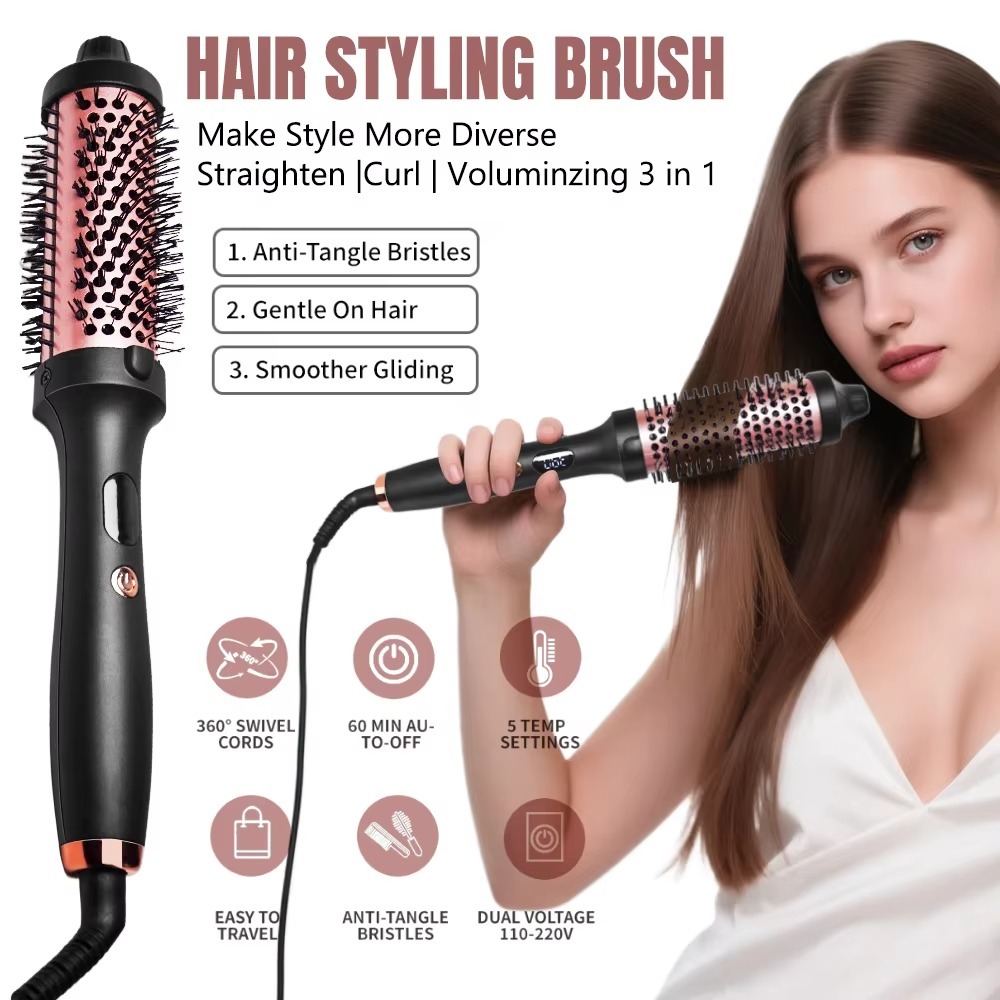 Professional Portable Hair Brush Comb LED Temperature Display PTC Heater Thermal Brushes Fast Heating 65W Multi-Function
