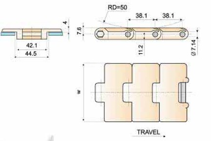 Plastic Flat Top Chain , type 828 , 831