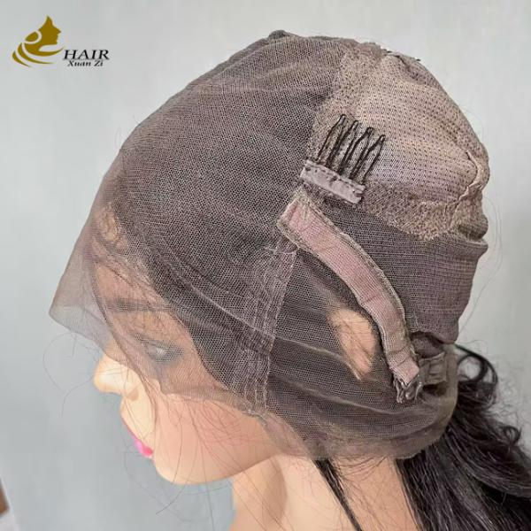 Peluca de cabello humano con encaje completo, marrón oscuro personalizado
