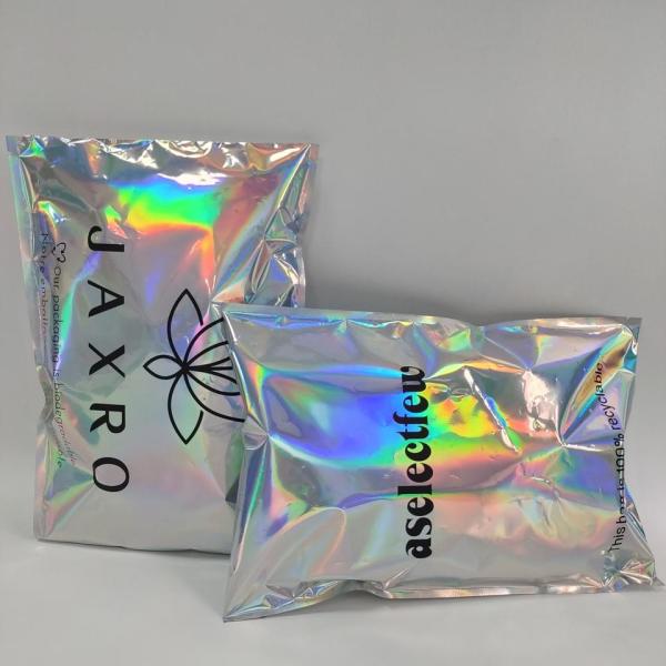 Holographic Metallic Foil Mailer Glitter Mailing Shipping Bags Metallic Rainbow Foil Self-Sealing Envelopes Courier
