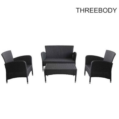 Black Modern Rattan Garden Sofa Set , All Weather Wicker Garden Furniture