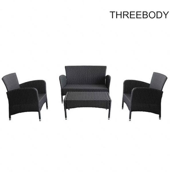 Black Modern Rattan Garden Sofa Set , All Weather Wicker Garden Furniture
