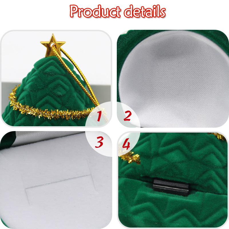 Small Velvet Christmas Tree Ornament Ring Box Customized Color