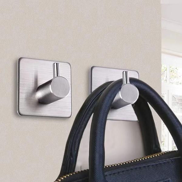 Durable and Waterproof Stainless Steel Adhesive Hooks for Bathroom and Kitchen