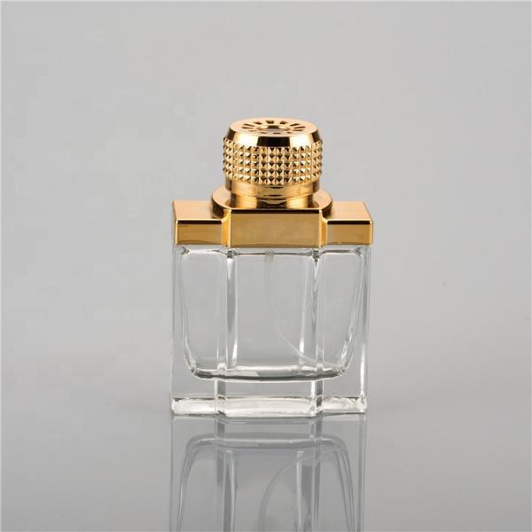 UV Plastic Cap Empty Perfume Spray Bottles 100ml Glass Golden Cap Color