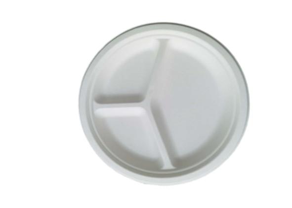 10inch disposable dinner compartment plates biodegradable sugarcane bagasse for restaurant and party use