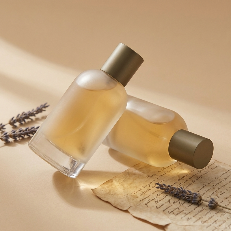 50ml 100ml Cylinder Glass Perfume Bottles Empty Frosted Spray Crimp Neck