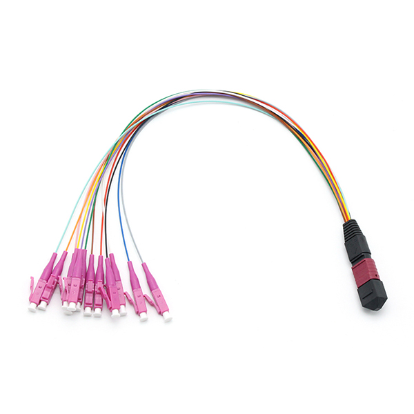 12 Fibers MPO Fanout Cable OM4 50/125 10G Hytrel Jacket ROHS Compliant