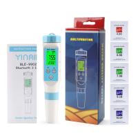 Yieryi BLE-9902 Medidor de pH Bluetooth Teste de EC y temperatura multifunción para piscinas, acuarios y calidad del agua hidropónica