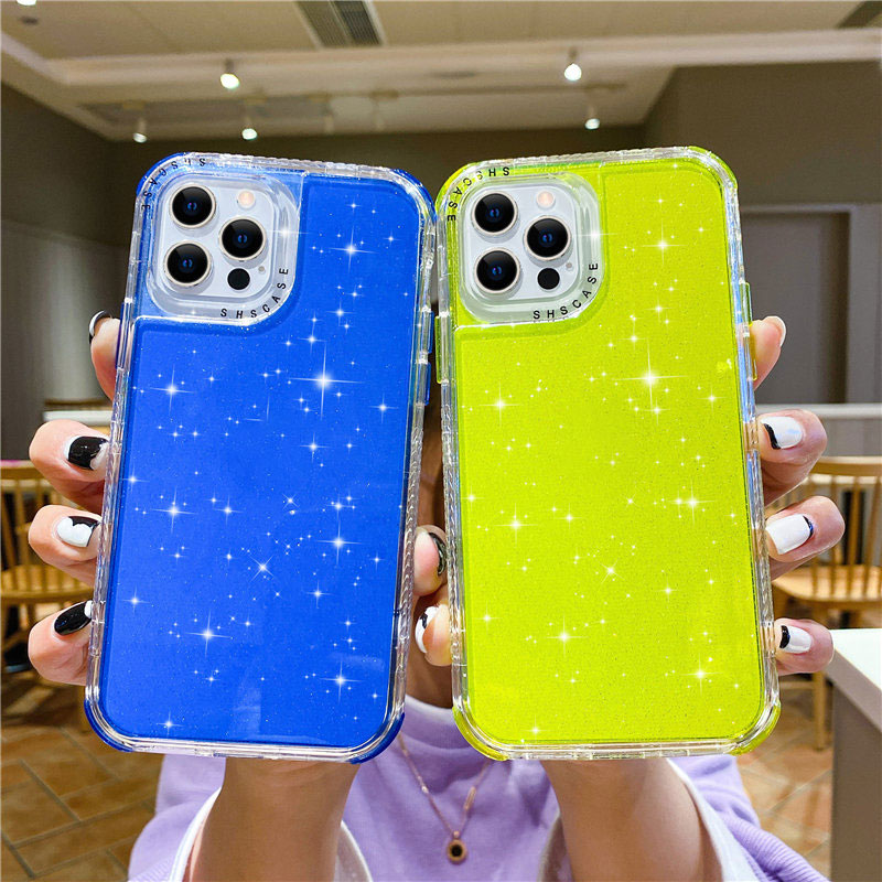 Shining Glitter Shockproof Bumper Soft Cover for iPhone 14 Plus 13 Pro Max 12 Mini 11 Pro XS Max 8 Plus Mobile Phone Case