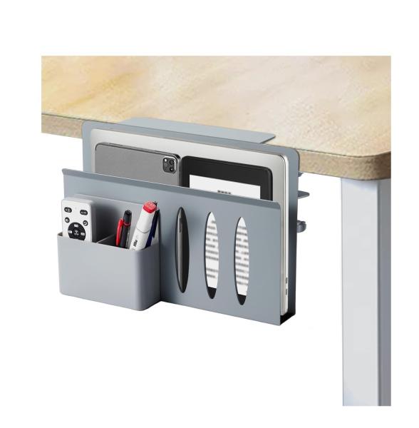Porta-Laptops cinza Organizador de escritório de pinça de metal sem perfuração Armazenamento de escritório vertical