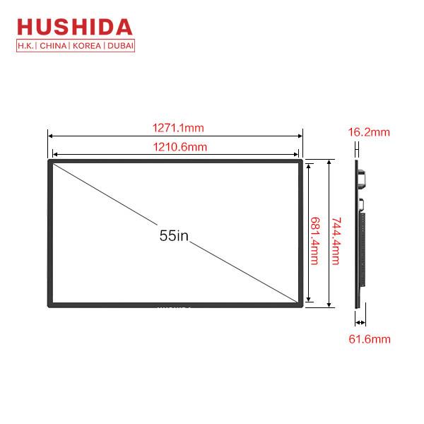 4mm Tempered Glass Wall Mounted Advertising Display 55 Inch Touch Screen Monitor